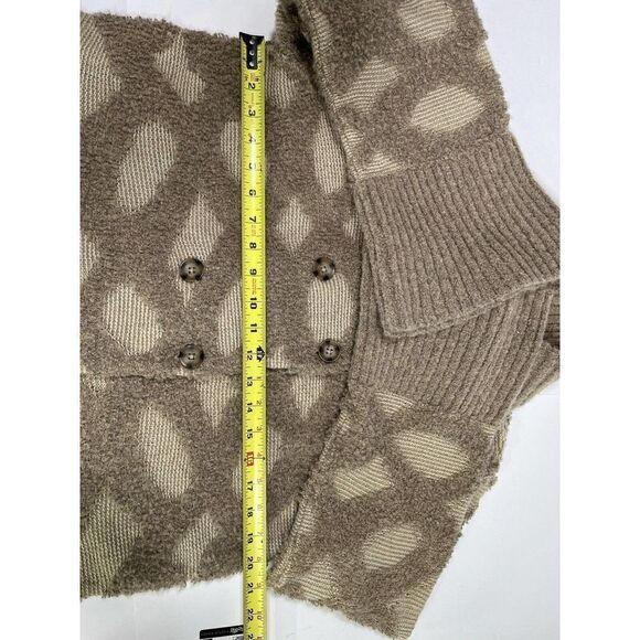Anthropologie Rosie Neira Sz XS Intarsia Spotted Cardigan Sweater Grandpa Tan - Picture 9 of 16